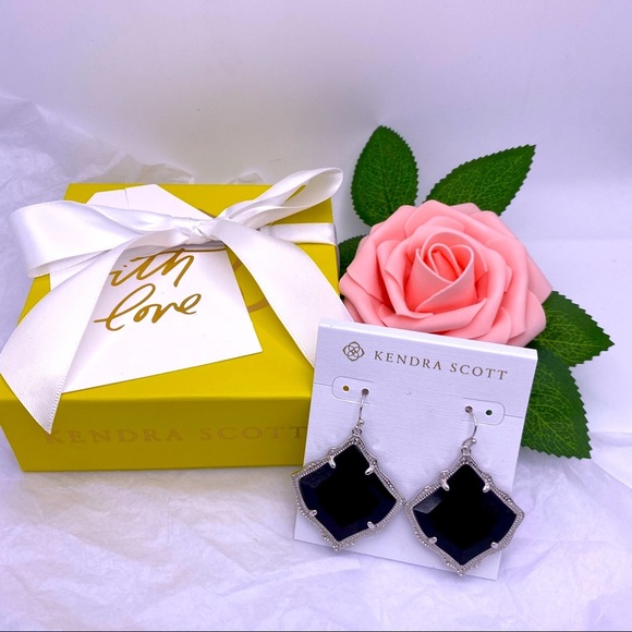 Kendra Scott Jewelry - Kendra Scott Kirsten Silver Drop Earings In Black Opaque Glass